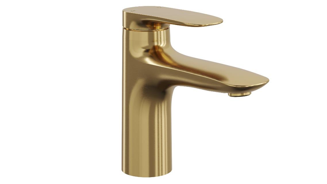 Linsol Curva Basin Mixer - Brushed Brass