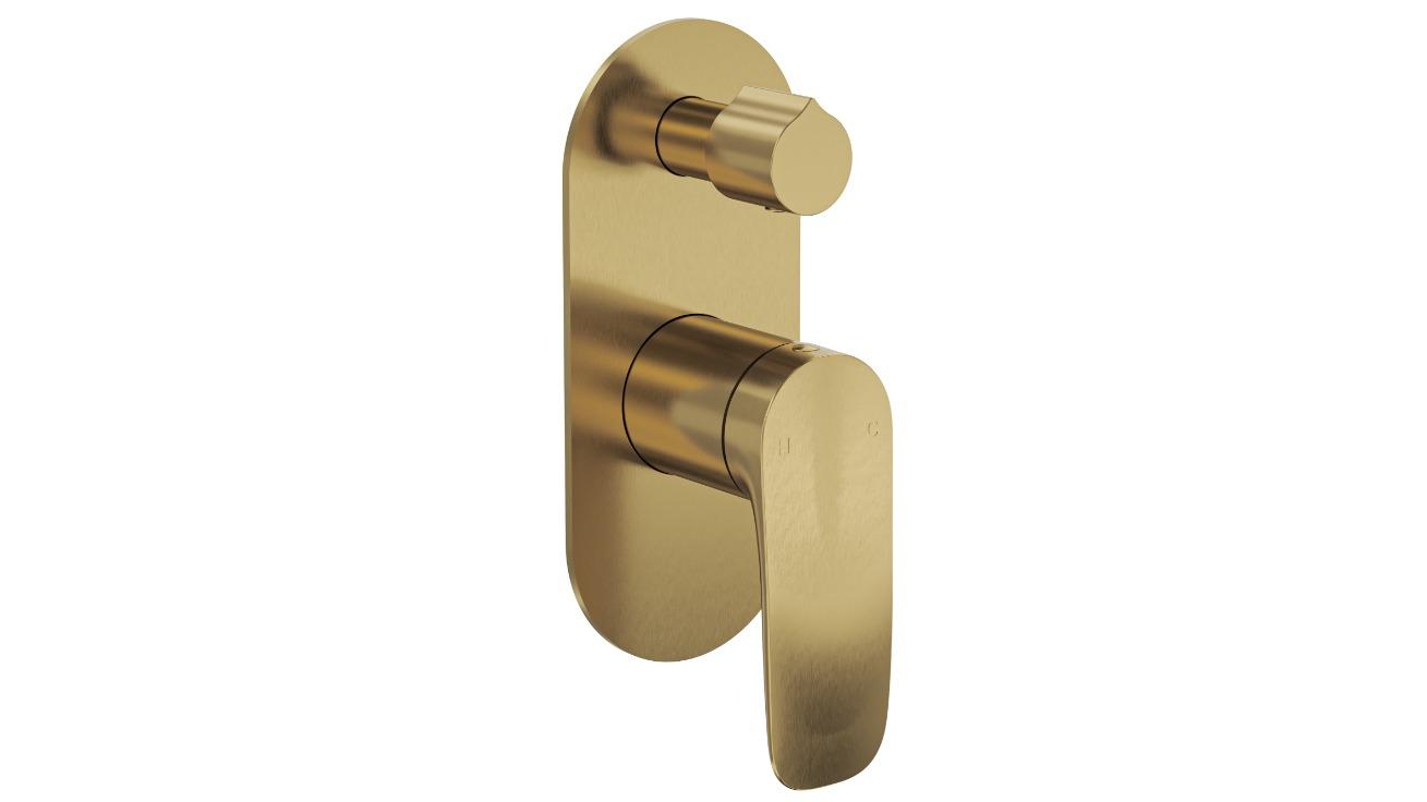 Linsol Curva One Plate Divertor Mixer - Brushed Brass