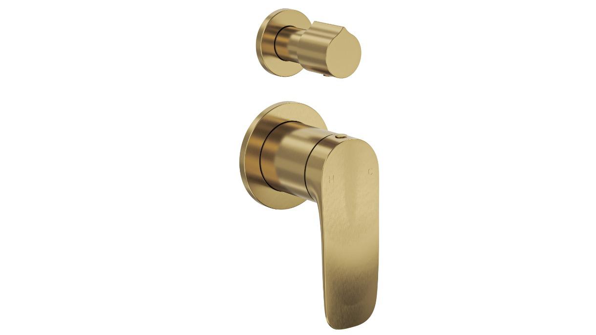 Linsol Curva Two Plate Divertor Mixer - Brushed Brass