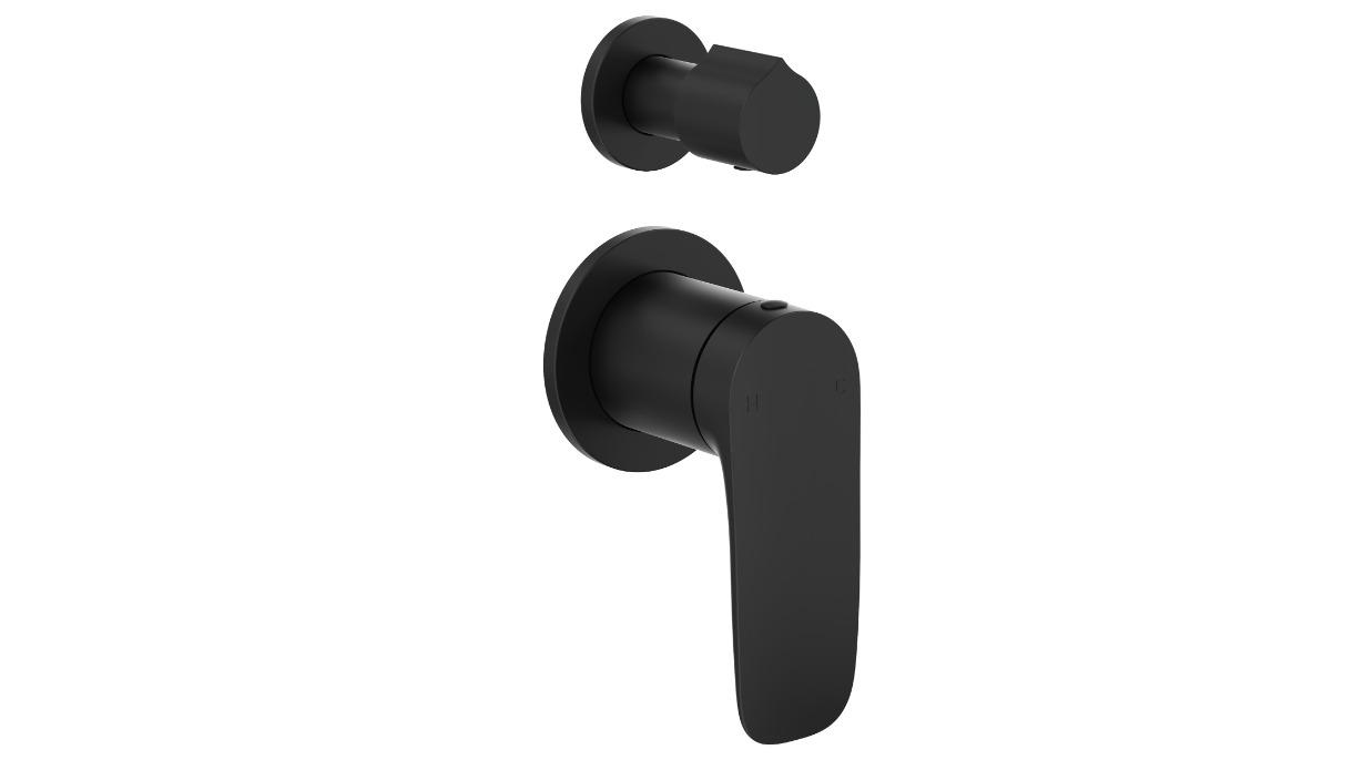 Linsol Curva Two Plate Divertor Mixer - Matte Black