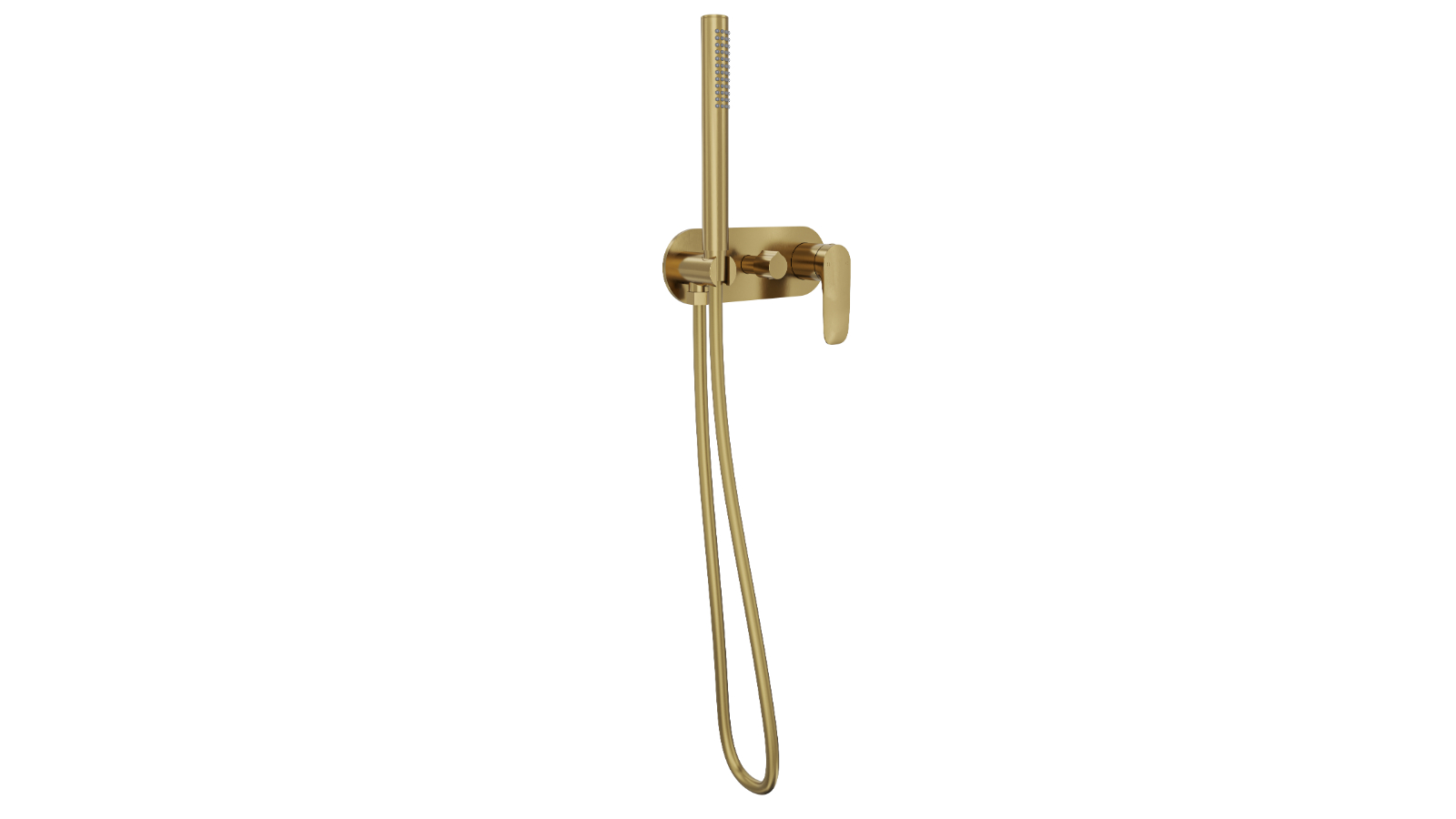 Linsol Curva One Plate Bath/Shower Mixer with Handshower - Brushed Brass