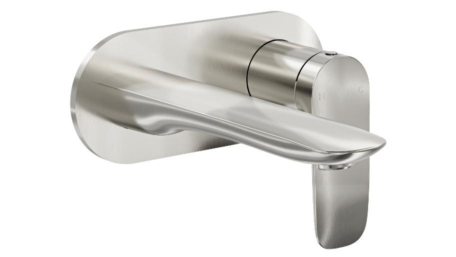 Linsol Curva One Plate Wall Basin/Bath Mixer - Brushed Nickel