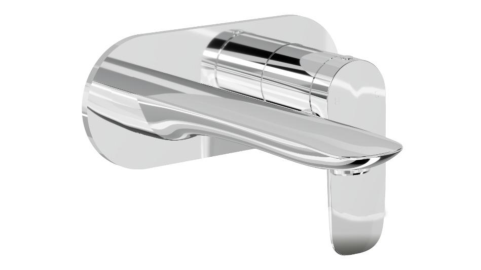 Linsol Curva One Plate Wall Basin/Bath Mixer - Chrome