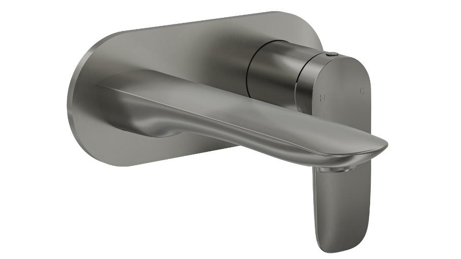 Linsol Curva One Plate Wall Basin/Bath Mixer - Gunmetal