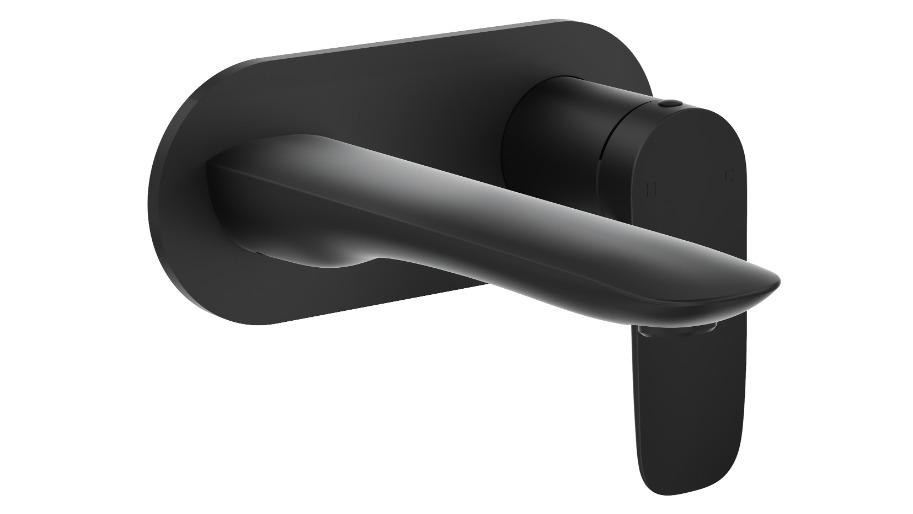 Linsol Curva One Plate Wall Basin/Bath Mixer - Matte Black