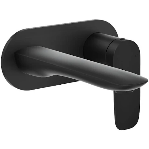 Linsol Curva One Plate Wall Basin/Bath Mixer - Matte Black
