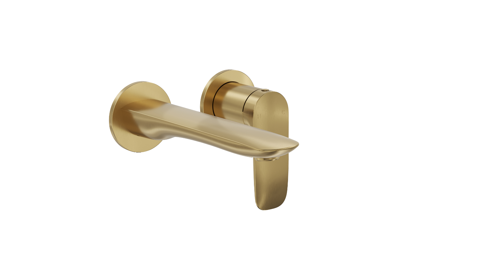 Linsol Curva Two Plate Wall Basin/Bath Mixer - Brushed Brass