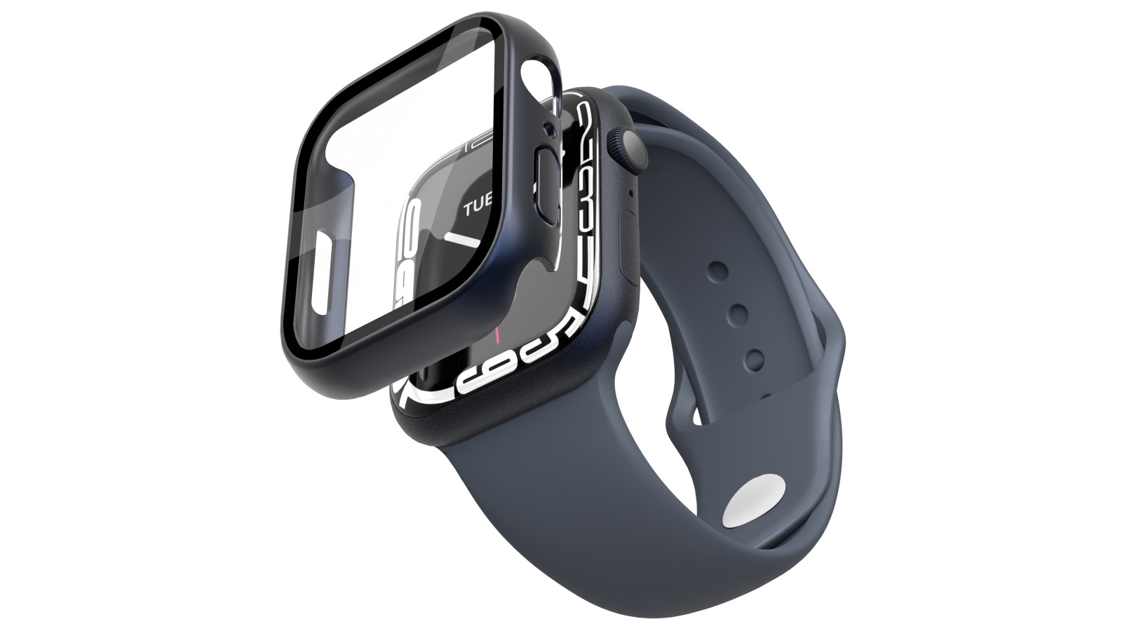 Cygnett EdgeShield Case with Glass Screen Protector for Apple Watch Series 7 45mm - Black