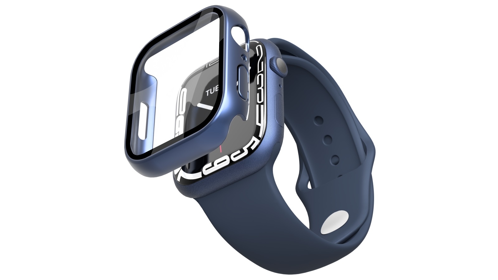 Cygnett EdgeShield Case with Glass Screen Protector for Apple Watch Series 7 45mm - Blue
