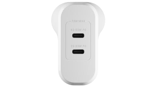 Cygnett PowerMaxx 70W Dual Port GaN Wall Charger | Harvey Norman