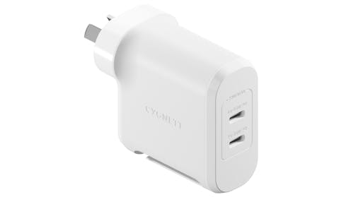 Cygnett PowerMaxx 70W Dual Port GaN Wall Charger | Harvey Norman