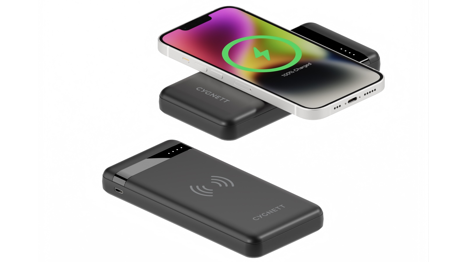 Cygnett ChargeUp Swift 10K mAh Wireless Power Bank - Black (CY4432PBCHE)