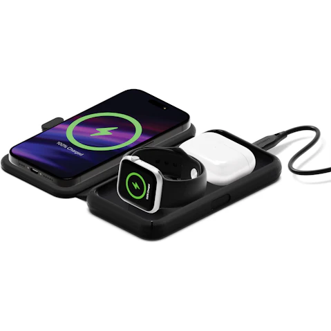 Cygnett Voyager MagTravel 3-in-1 Wireless Charger - Black