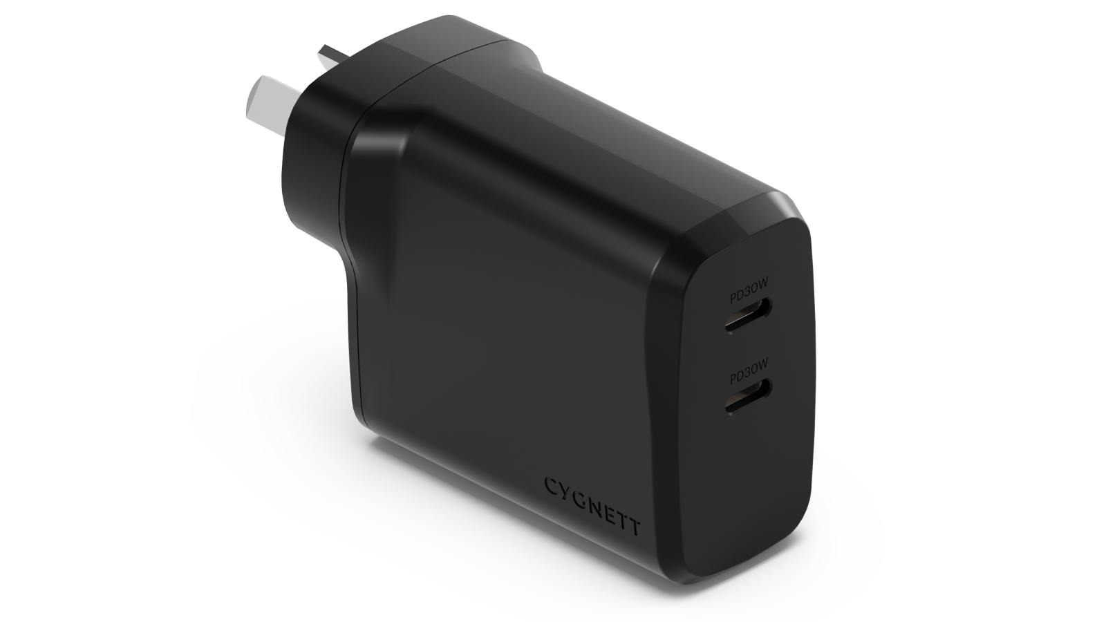 Cygnett PowerPlus 60W Dual USB-C Wall Charger - Black