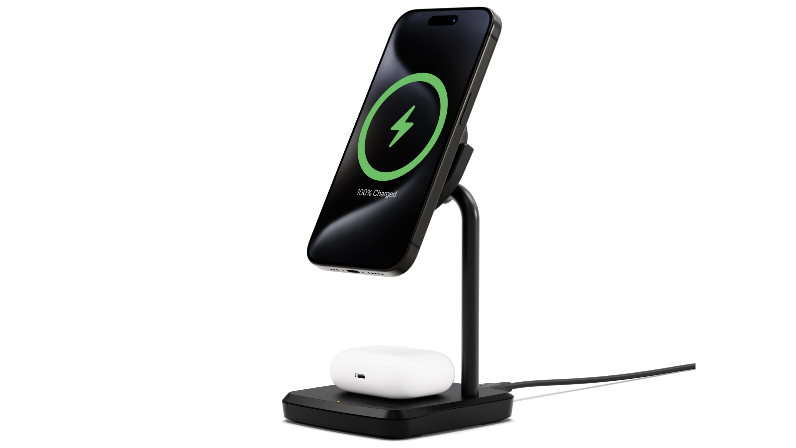 Cygnett ChargeBase Qi2.0 2-in-1 Magnetic Wireless Charger - Black