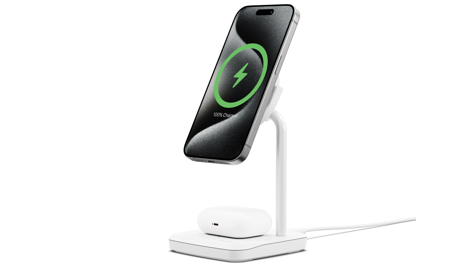 Cygnett ChargeBase Qi2.0 2-in-1 Magnetic Wireless Charger - White