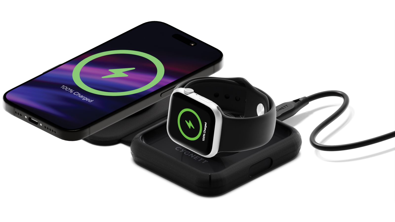 Cygnett Voyager MagTravel 2-in-1 Wireless Charger - Black