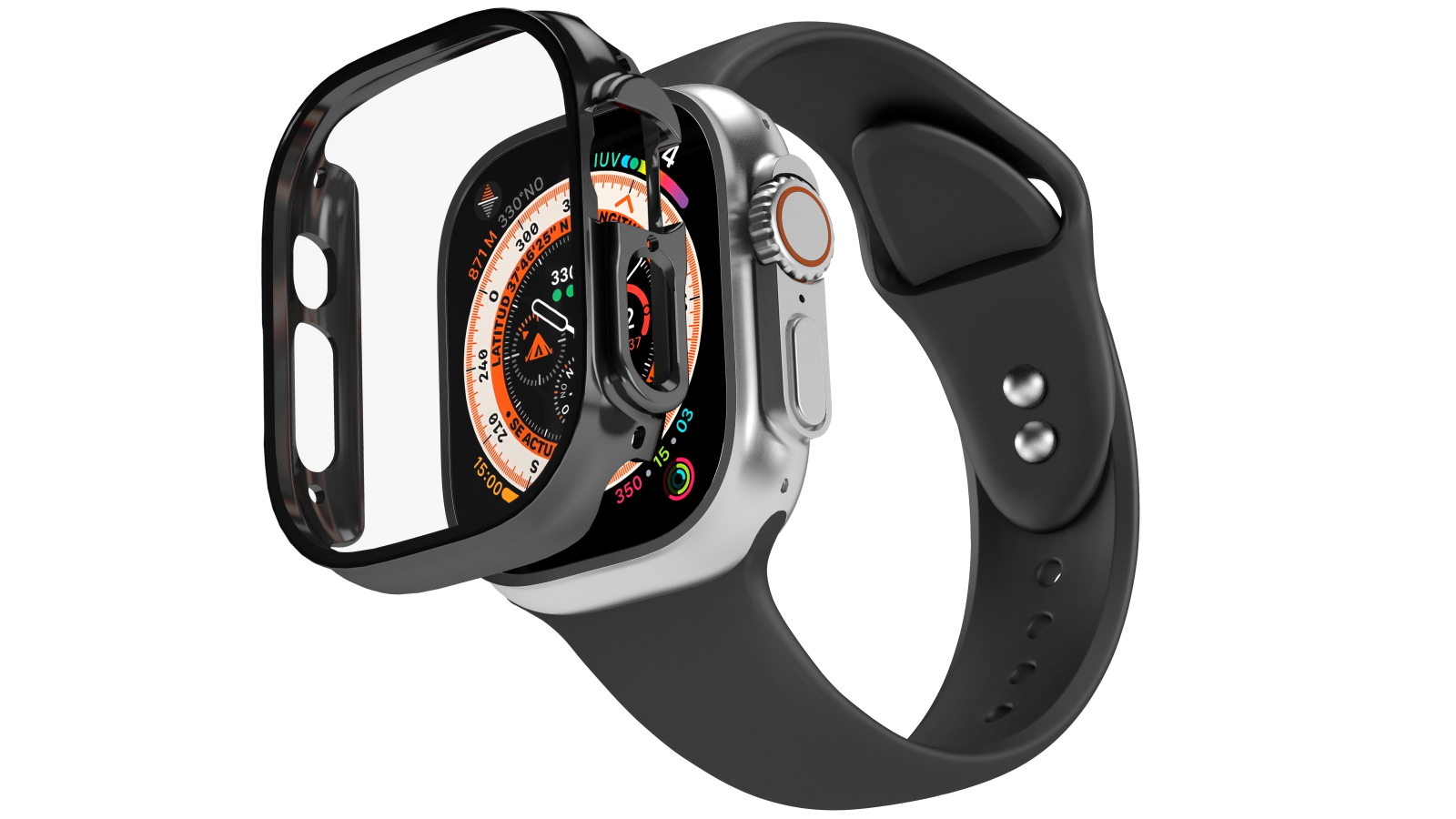 Cygnett EdgeShield Watch Case (Black) + Integrated Screen Protector for Apple Watch Ultra 2/Ultra 49mm