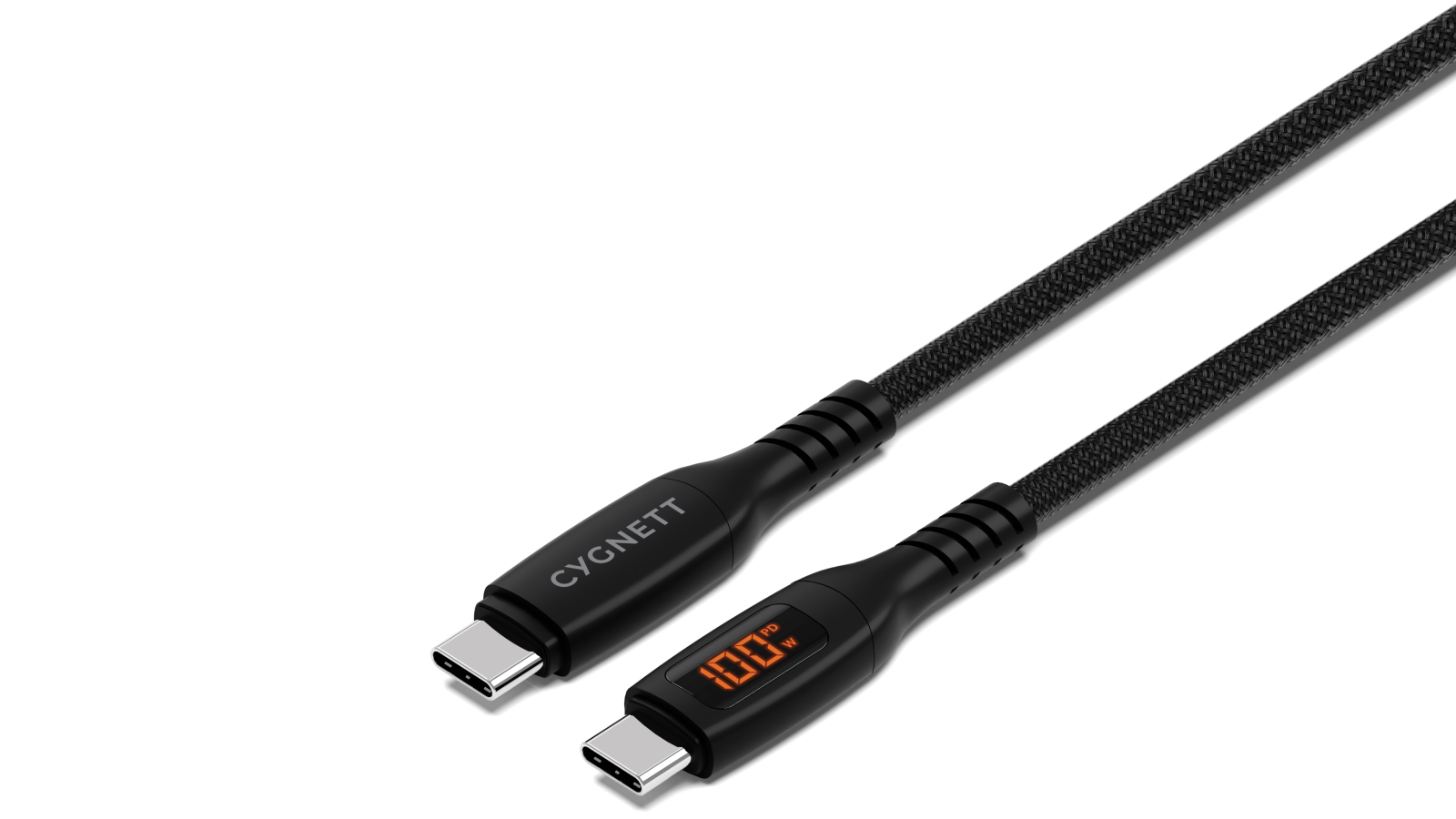 Cygnett Unite 1m 100W USB-C to USB-C LED Cable - Black