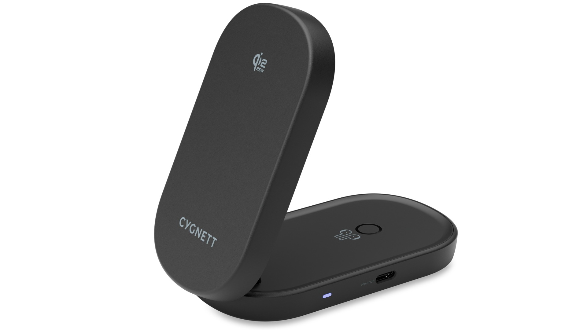 Cygnett ChargeFold 2-in-1 25W Magnetic Wireless Charging Stand - Black