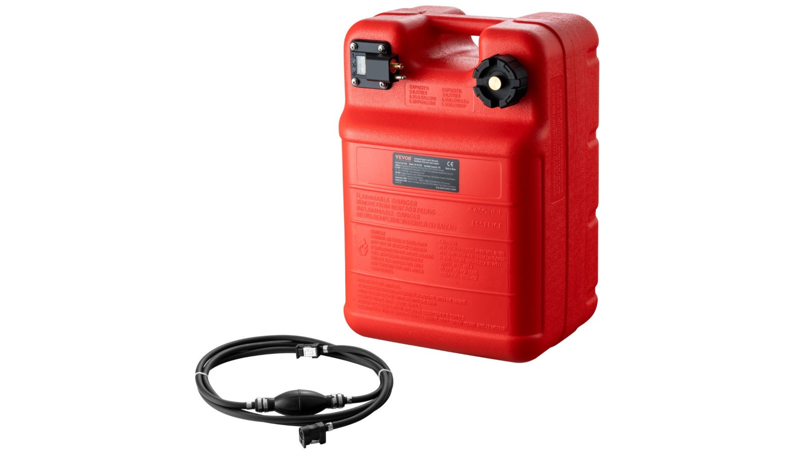 Vevor Boat Fuel Tank Portable Marine Outboard Gas Tank 6.34 Gallon/24L with Hose