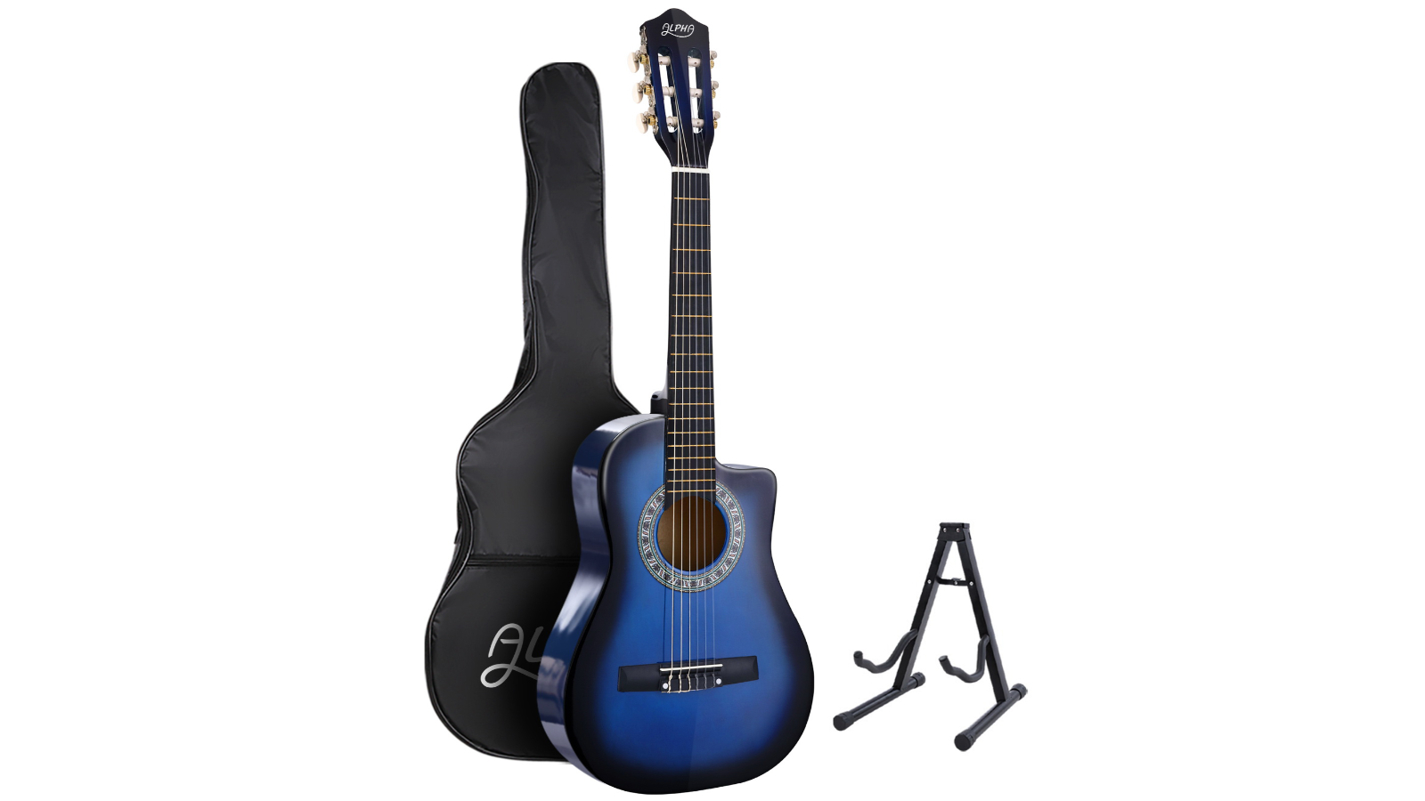 Alpha 34-inch Child Acoustic Guitar + Capo - Blue