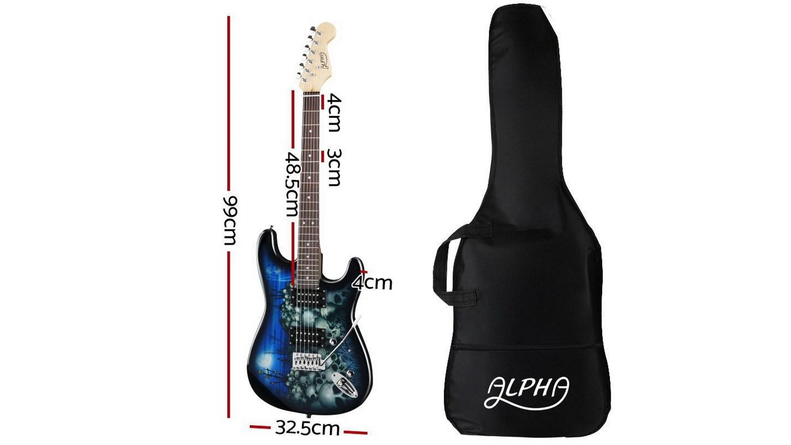 Alpha Rock Blue Steel String Electric Guitar with Carry Bag Harvey Norman