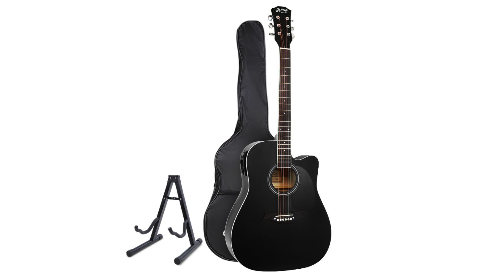 Alpha 41-Inch Electric Acoustic Guitar Wooden - Capo Black