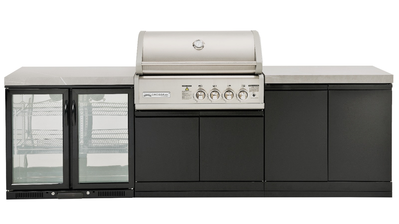 Crossray X-Origin Classic Outdoor Kitchen with Grey Benchtops and Double Fridge