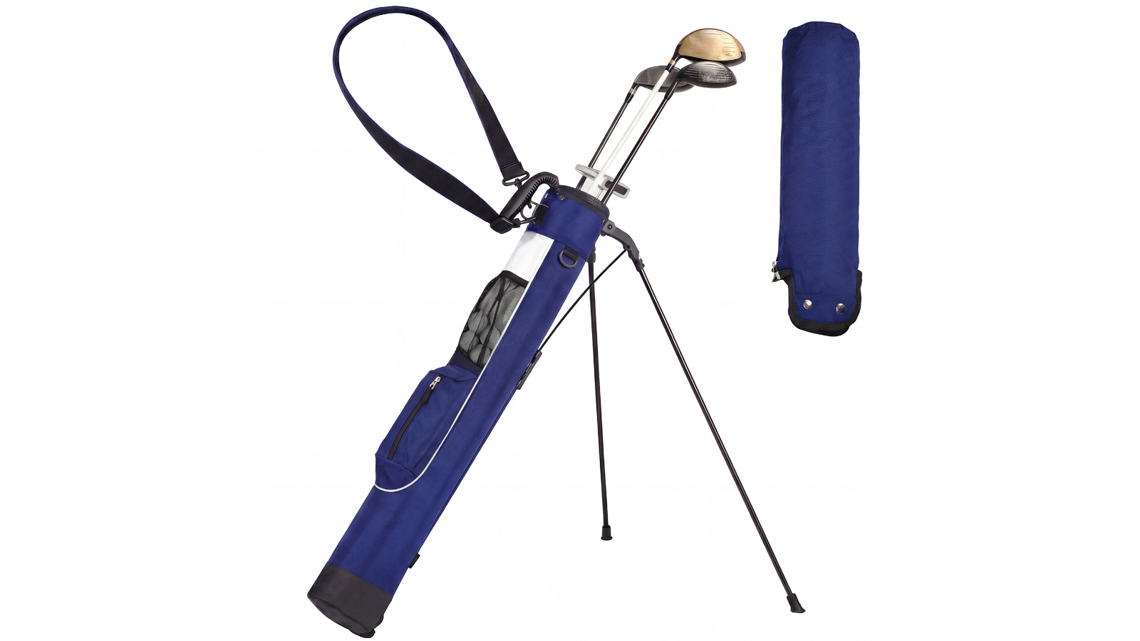 Advwin Ultra-Lightweight Carbon Fibre Stand Golf Bag with Rain Hood and 2-Way Divider - Blue