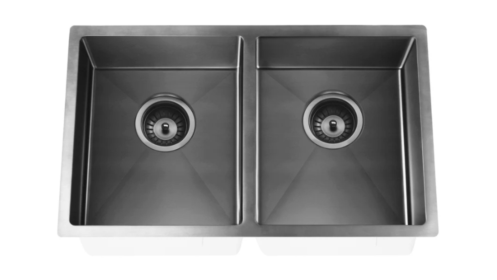 Meir Lavello Double Bowl 760x440mm Kitchen Sink - Gunmetal Black