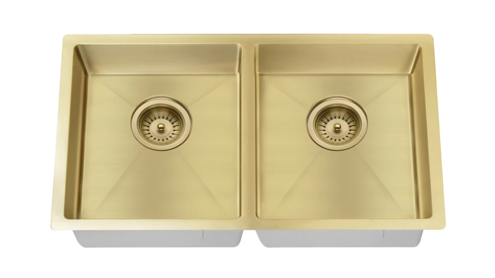 Meir Lavello Double Bowl 860x440mm Kitchen Sink - Brushed Bronze Gold