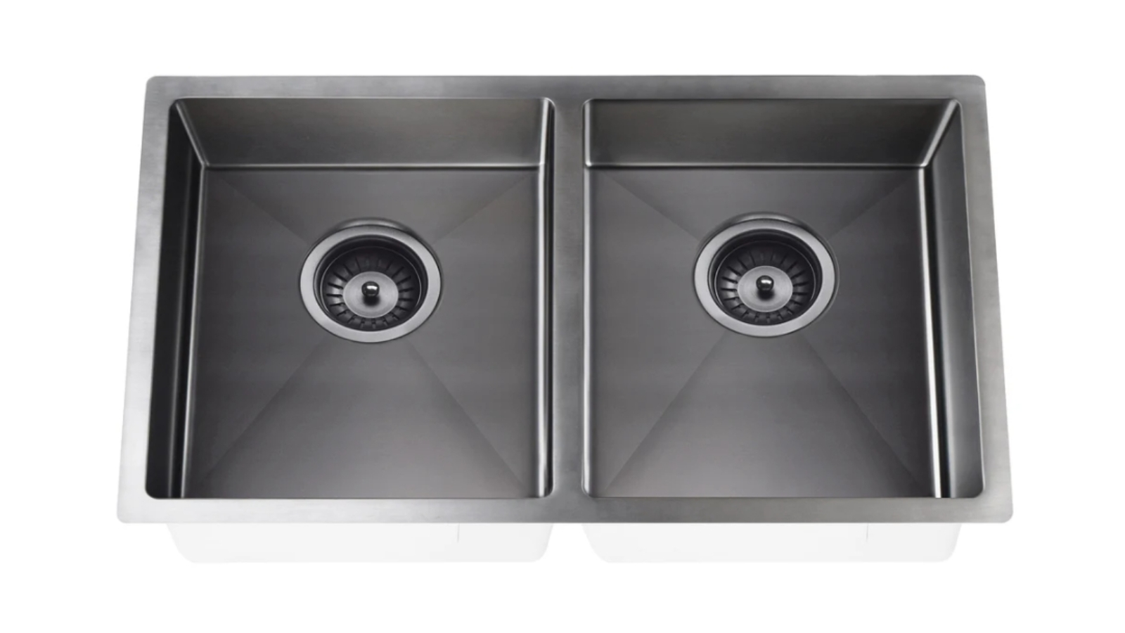 Meir Lavello Double Bowl 860x440mm Kitchen Sink - Gunmetal Black