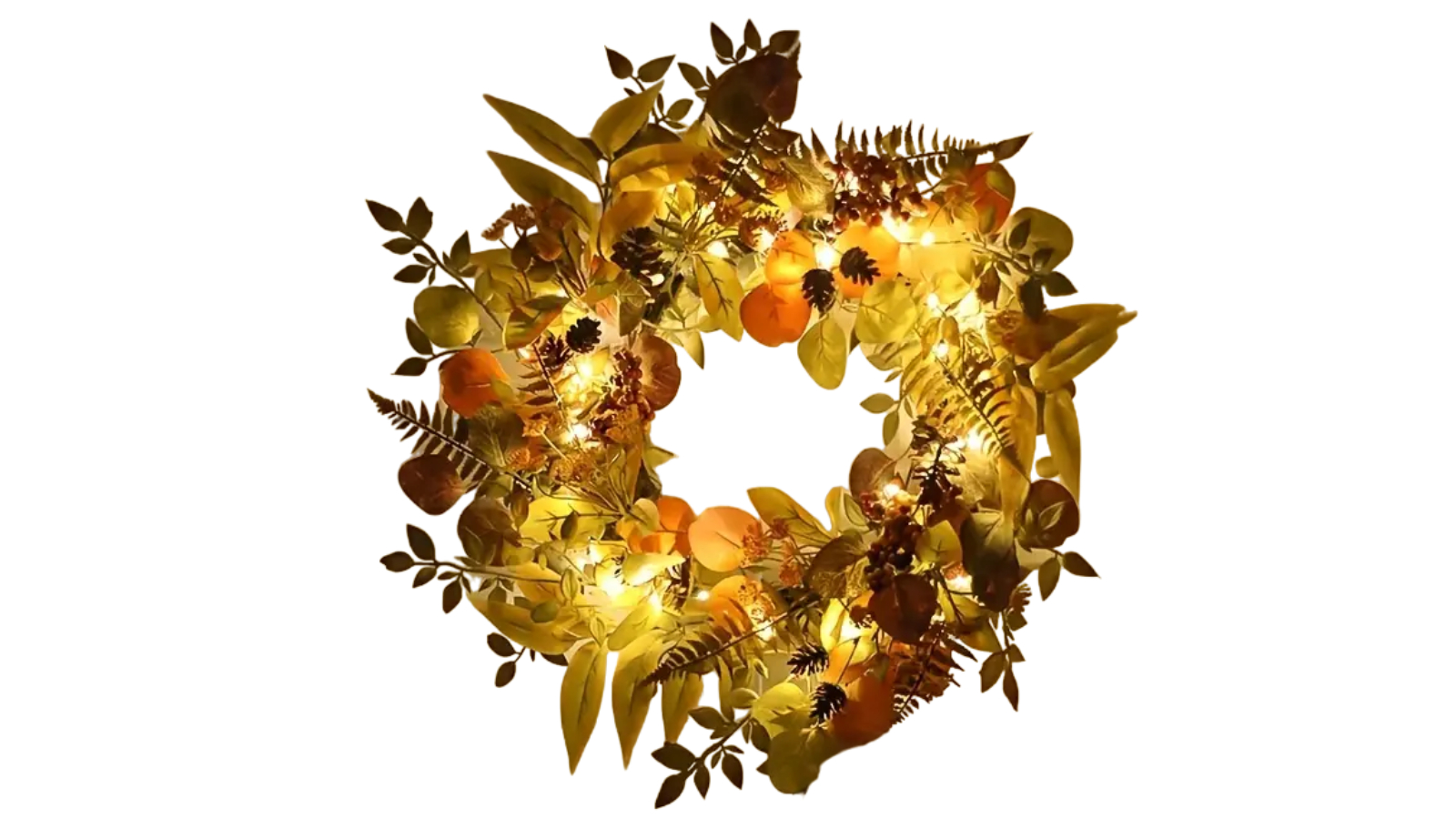 TM Autumn Glow LED Light Wreath with Artificial Foliage