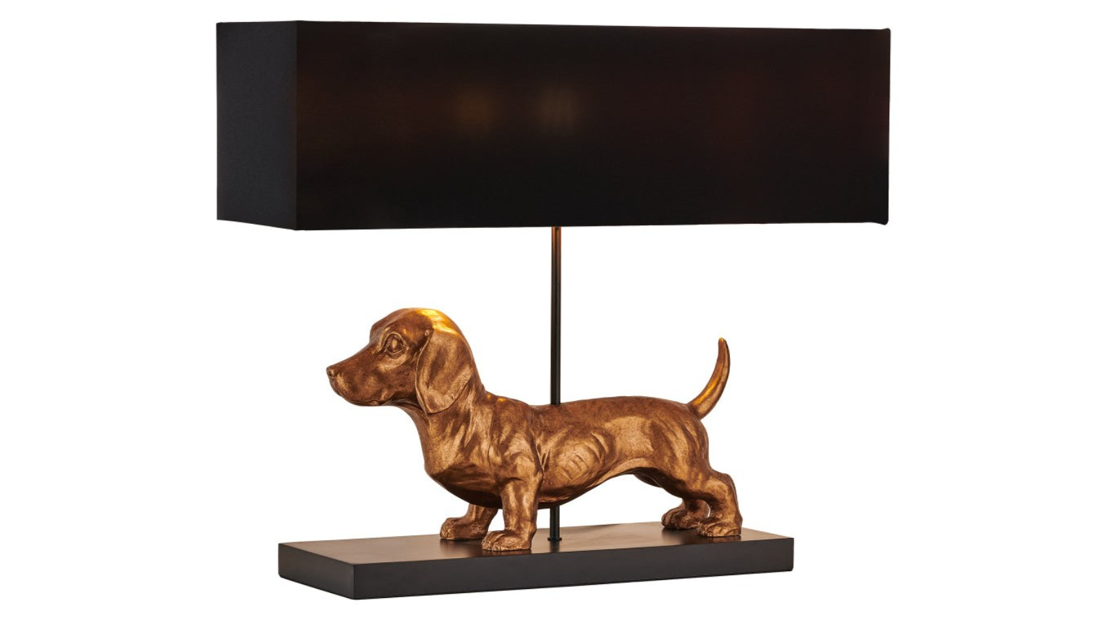 Luminea Dachshund Elegance Fabric Shade Table Light Lamp - Black/Gold