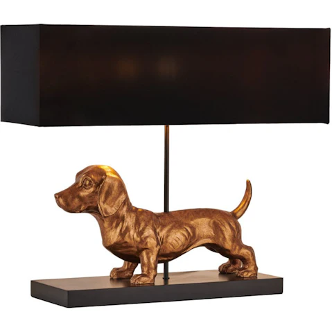 Luminea Dachshund Elegance Fabric Shade Table Light Lamp - Black/Gold