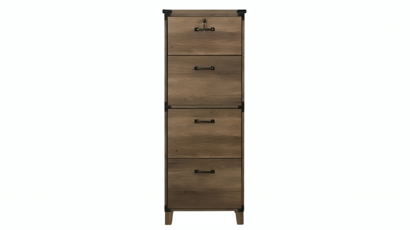 Maestro Furniture 4-Drawer Dallas Tall Office Filling Storage Cabinet - Walnut