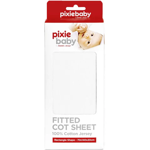 Pixie Baby Cot Sheets - White