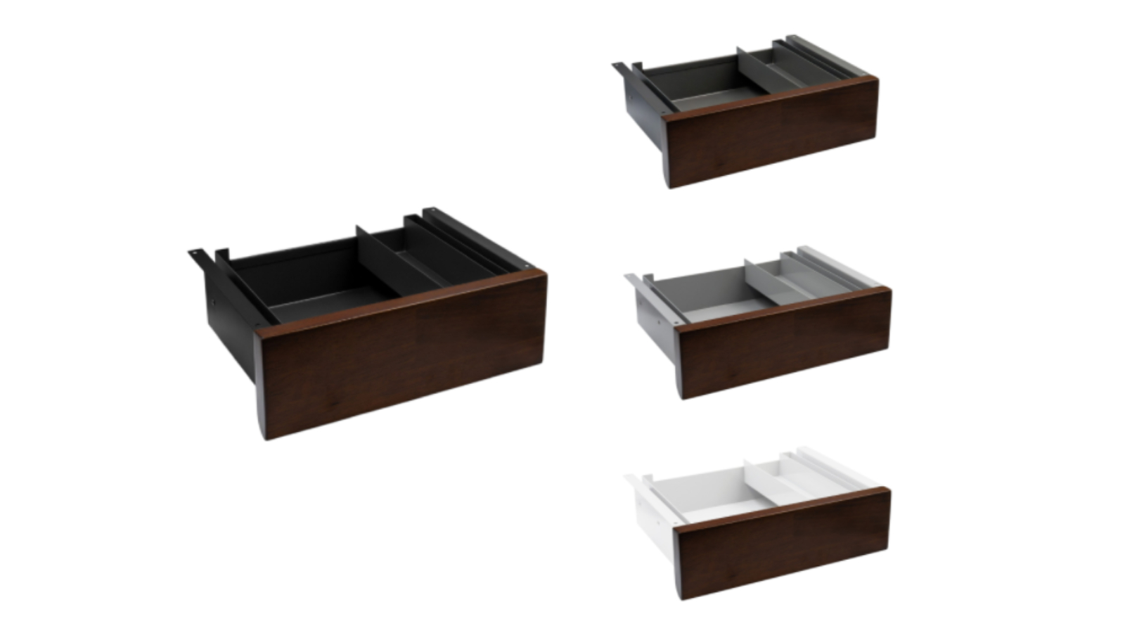 Desky Dark Walnut Rubberwood Minimal Under Desk Drawer
