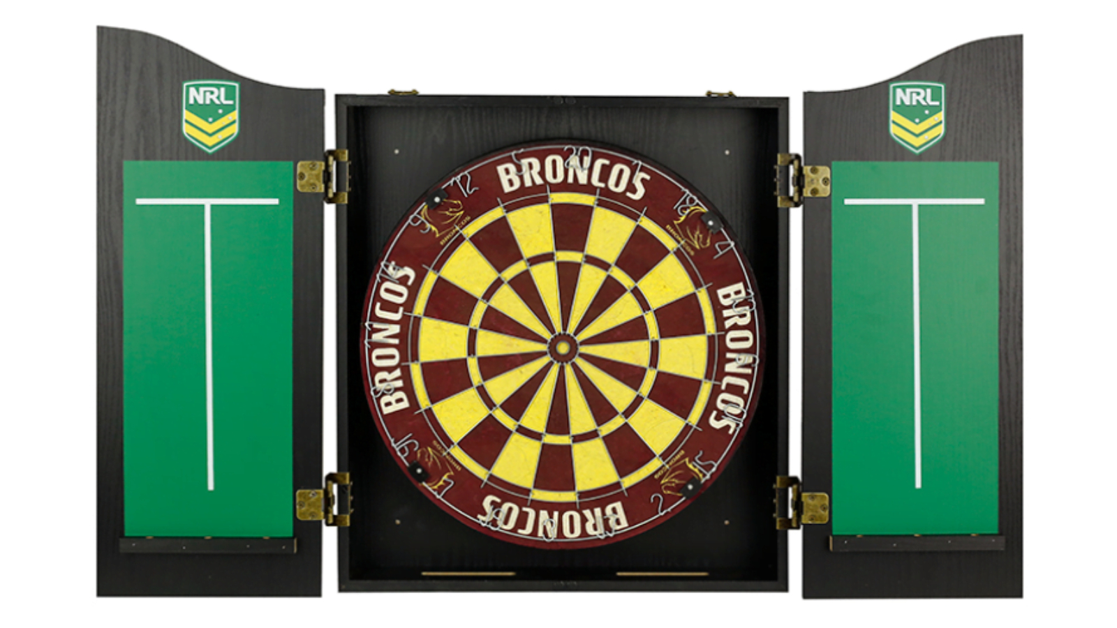 NRL Brisbane Broncos Dart Board and Cabinet Set