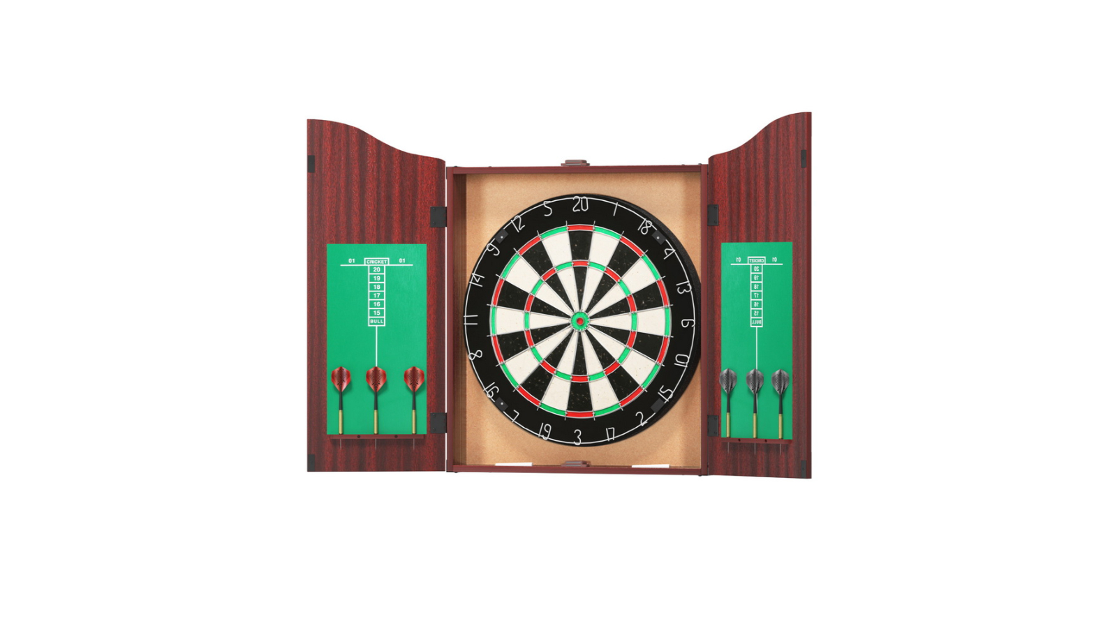 Hanna Goods 18inch Dartboard Wooden Cabinet with Steel Darts Party Game