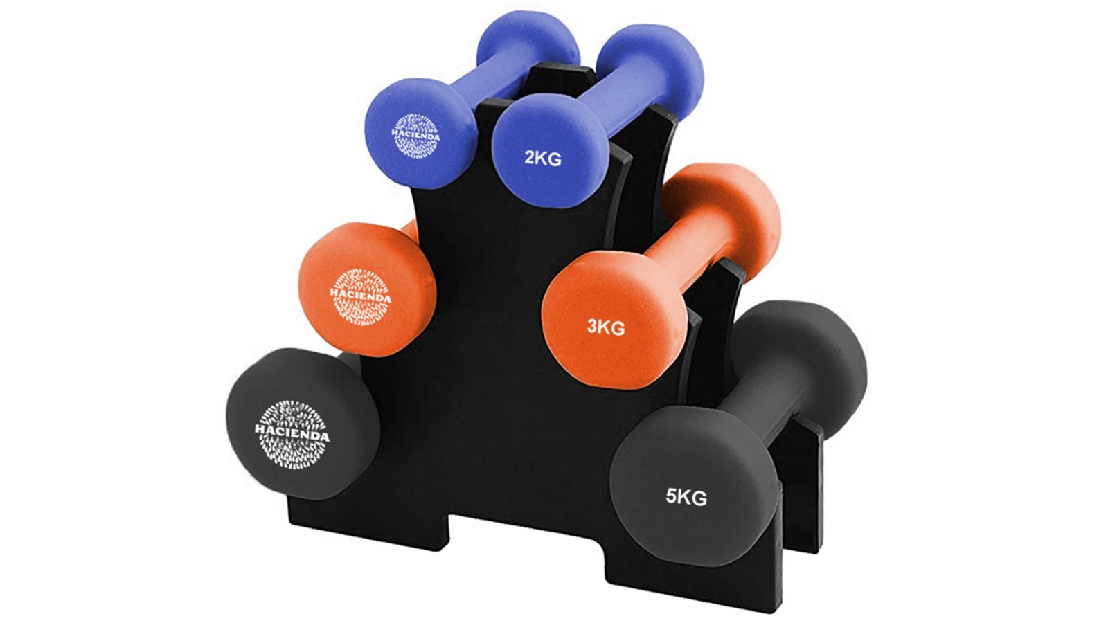 Hacienda 7-Piece 2/3/5kg 20kg Total Weighted Dumbbell Set Gym Fitness Workout Exercise with Rack
