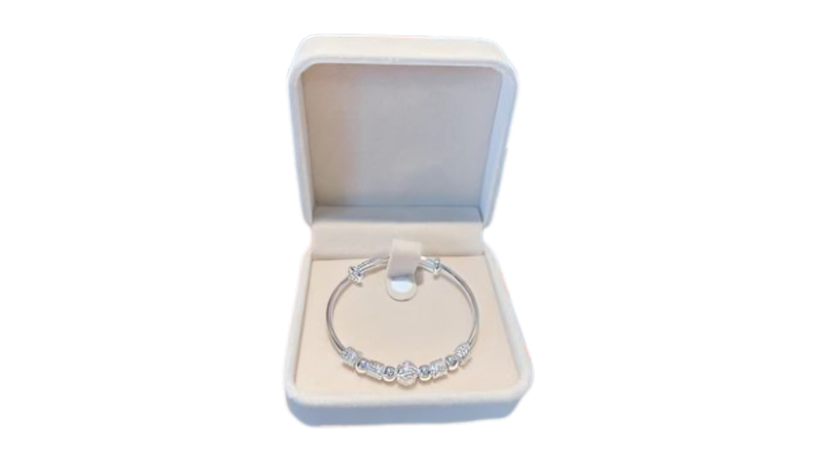NNEOBA Silver Sterling Lucky Bead Bangle for Women