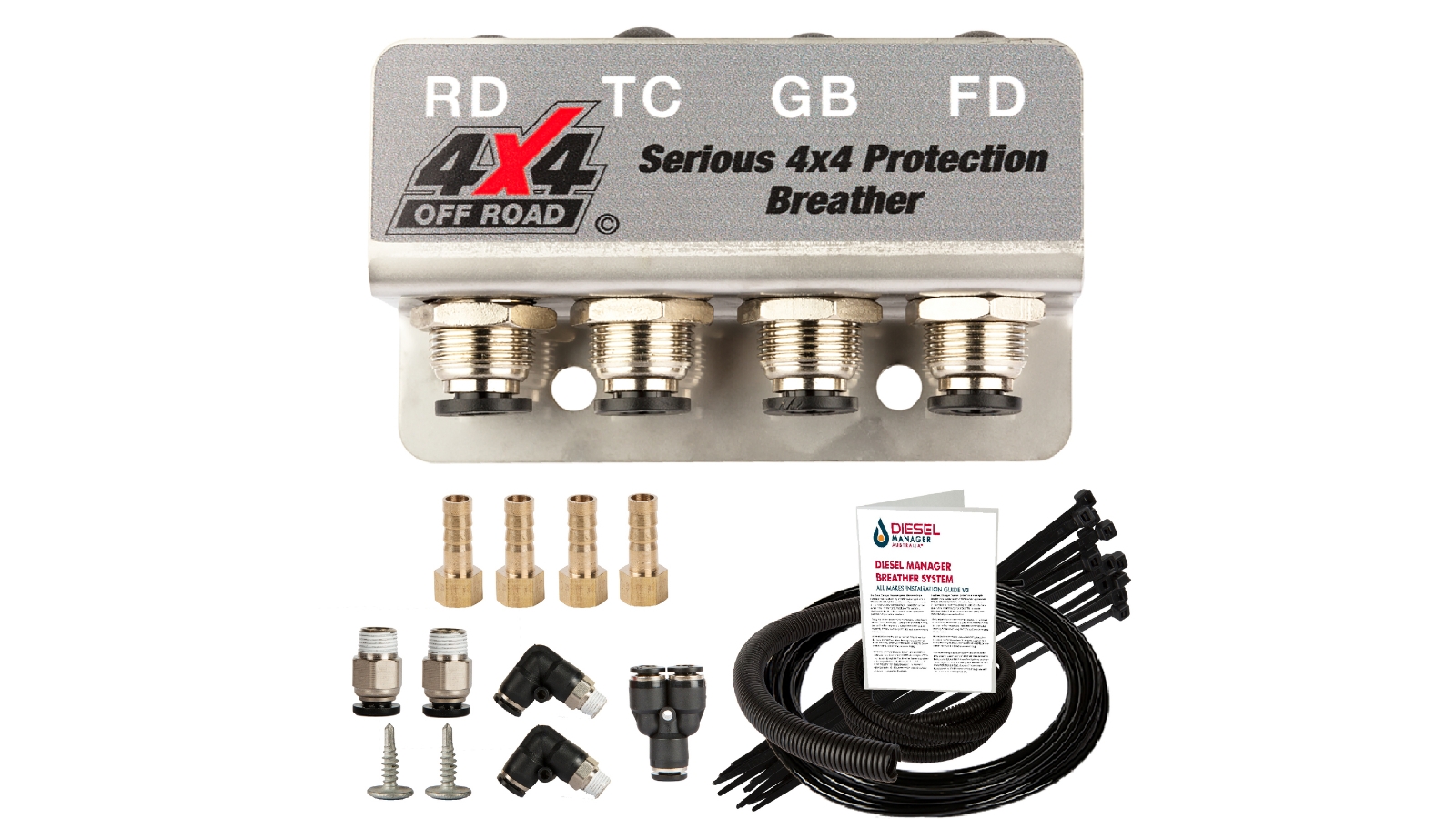 DMA 4x4 Diff Breather Kit 4 Port for Toyota Hilux 3.0L Kun16 Kun26