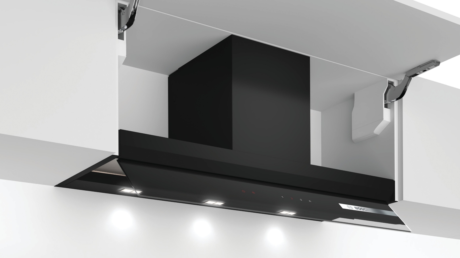 Bosch Series 6 90cm Integrated Design Rangehood with Clear Glass Black Printed