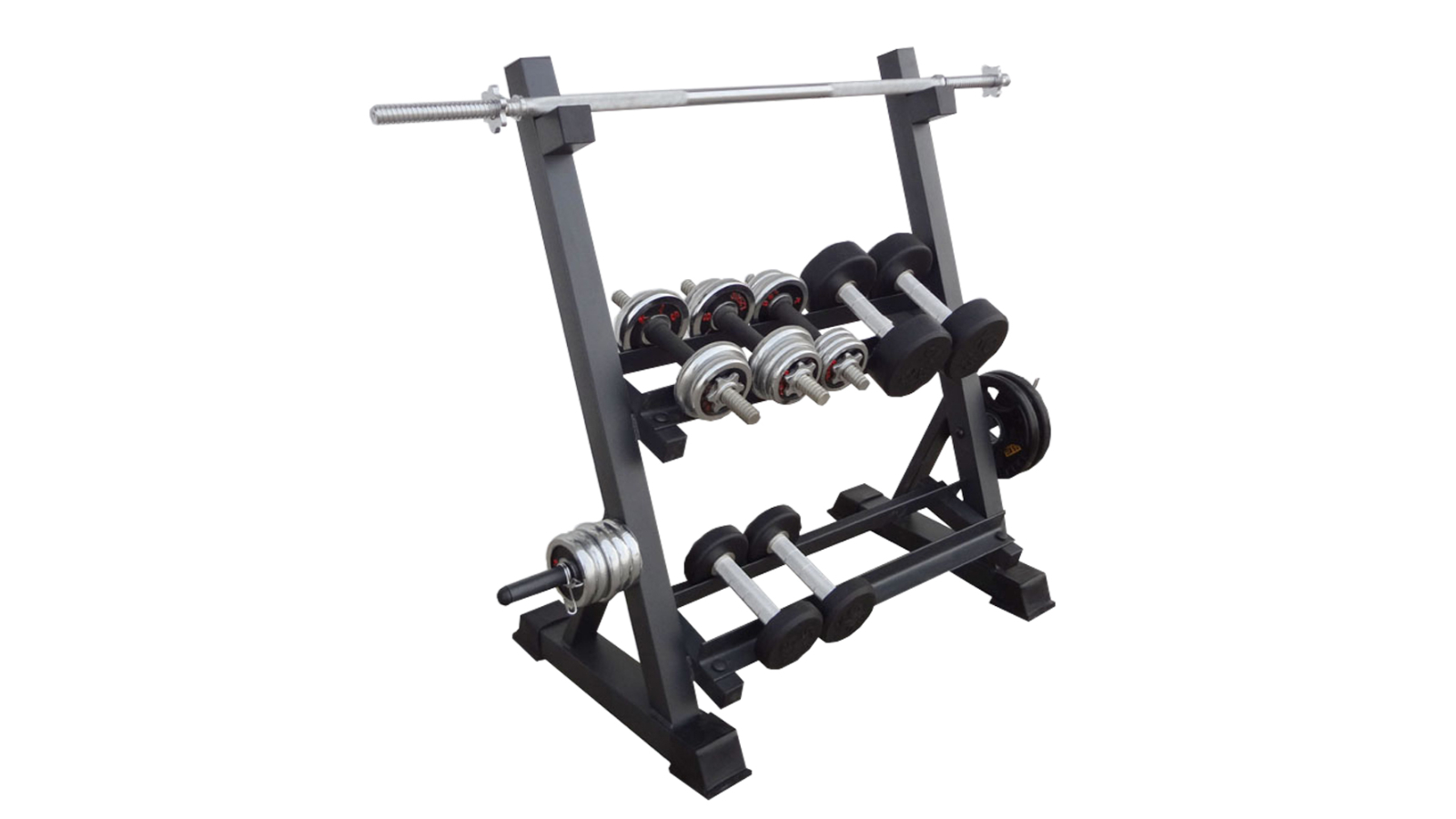 HelloDeal 3-Tier Heavy Duty Dumbbell Barbell Rack Storage - Black