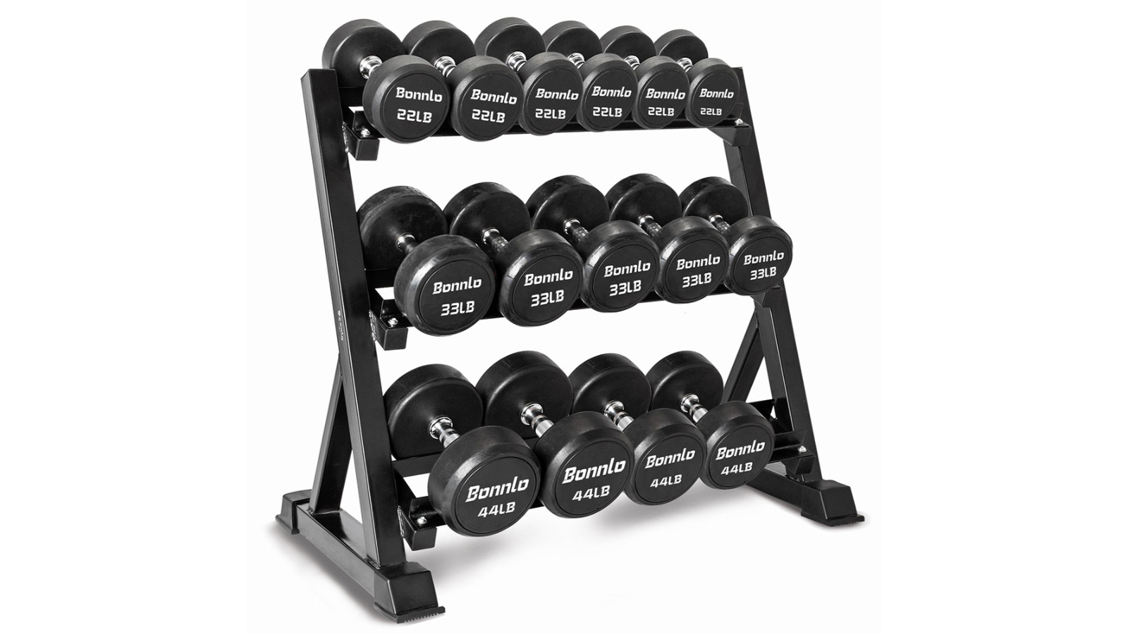 HelloDeal 3-Tier Heavy Duty Dumbbell Rack Storage - Black