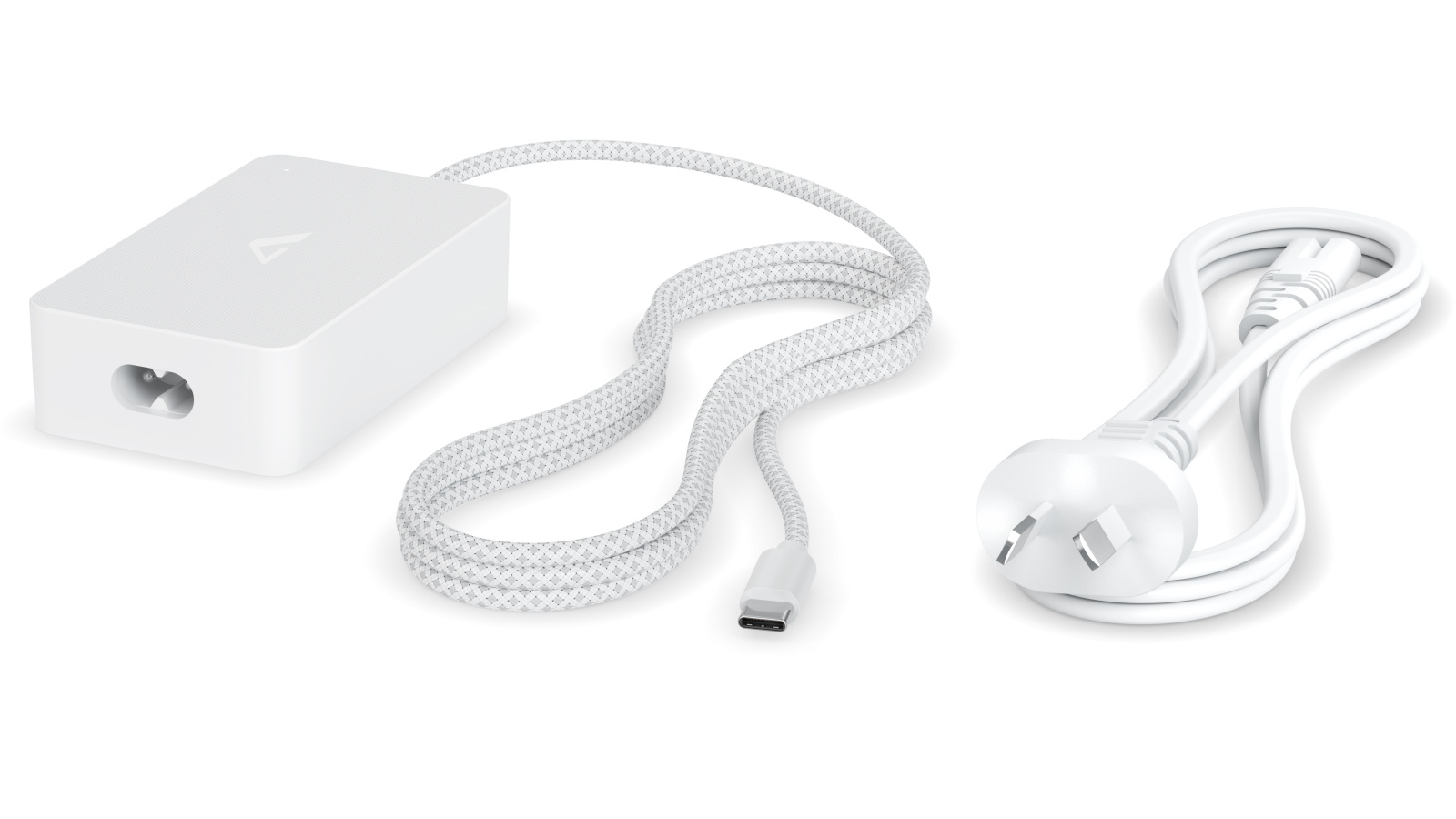 Alogic Rapid Power 65W Inline GaN Charger with Detachable Power Cord - White