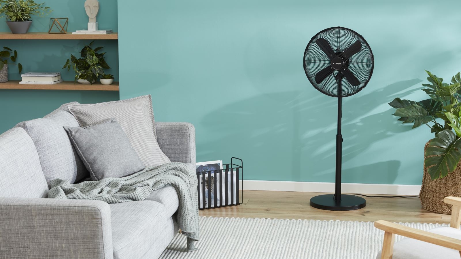 Dimplex 40cm High Velocity Pedestal Fan Matte Black Harvey Norman