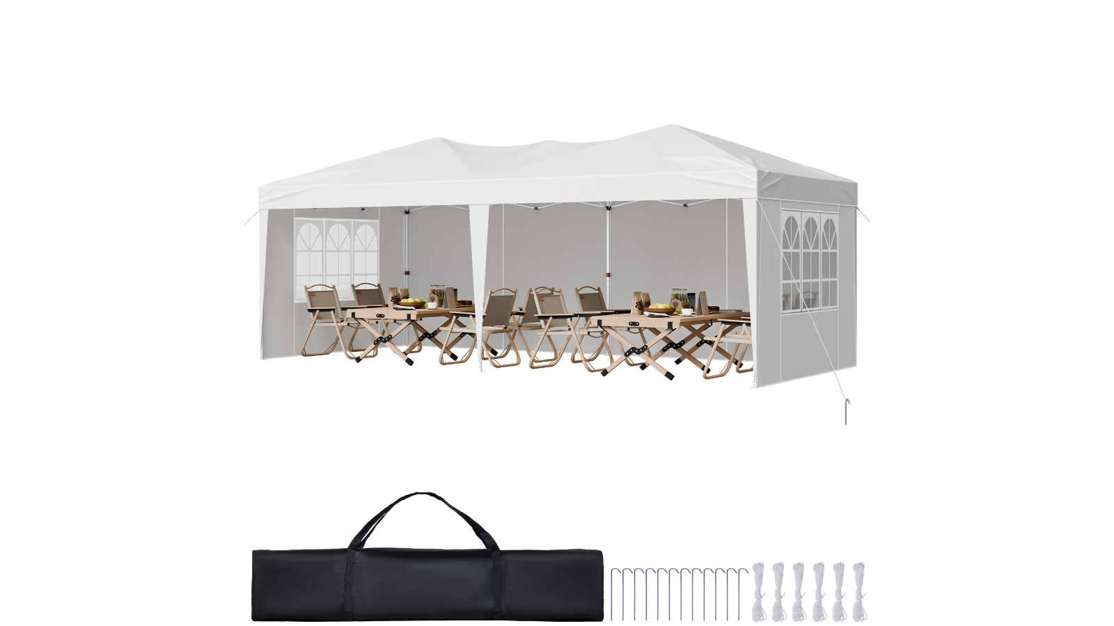 Vevor Pop Up Canopy Gazebo Tent with 3 Sidewalls and 2 Windows